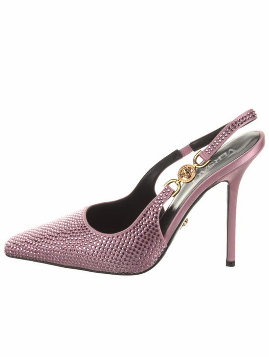 Versace Shoes - Versace Blush Pink Crystal Slingback Stiletto Heel
